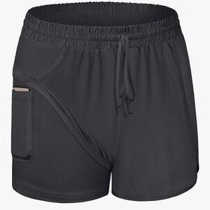 BLEVONH Women's Yoga Running 2 in 1 Black Athletic Shorts Sz Medium